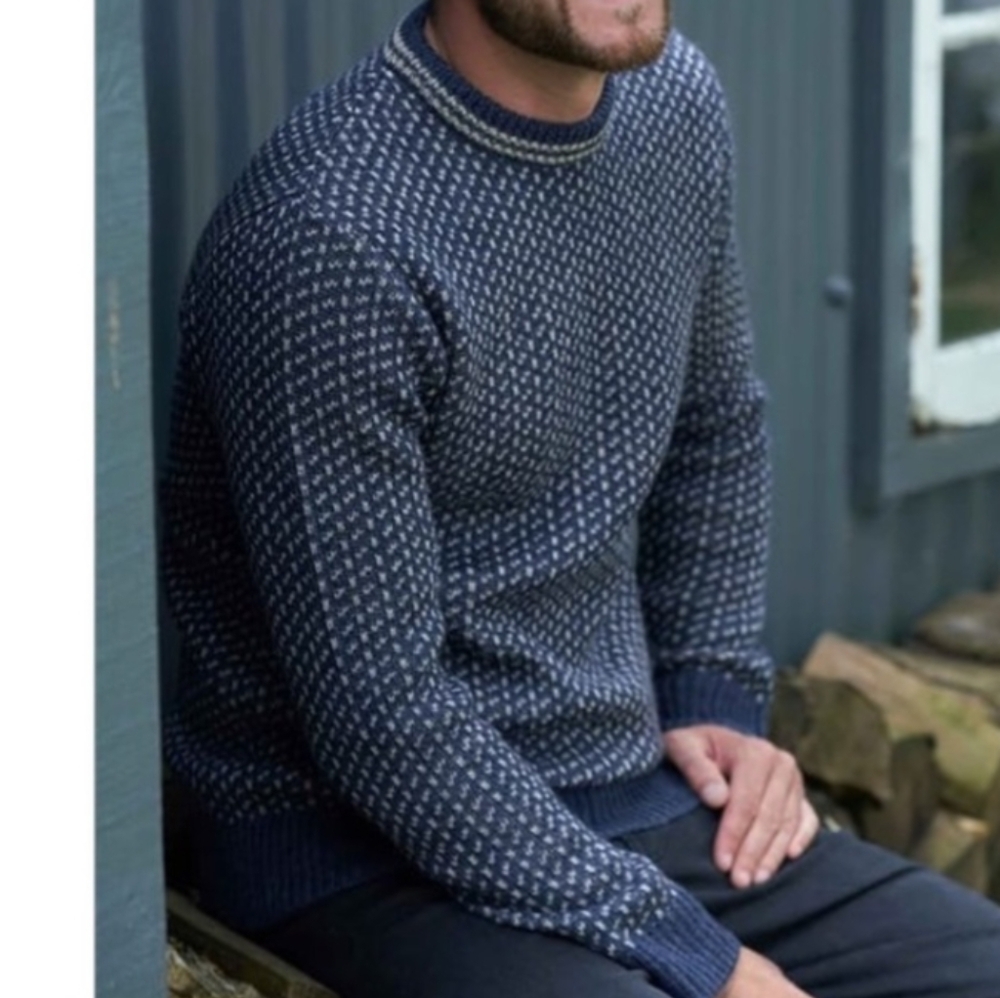 Navy Wool Birdseye Sweater